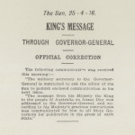 Fig 6: Official correction to message from the King, The Sun , 25/4/1916. From NRS 4541, [7/1668A]