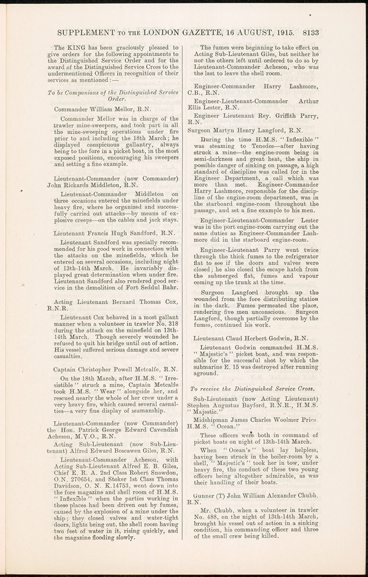 The London Gazette, August 1915, p.9 | New South Wales Anzac Centenary ...
