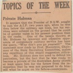 Private Holman newspaper cutting, Sunday Times, 25 November 1917. From NRS 12172 [4/6252].