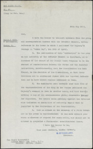 Fig 7: Governor Strickland's letter to the Governor General, 26/5/1916. From NRS 4541, [7/1668A]